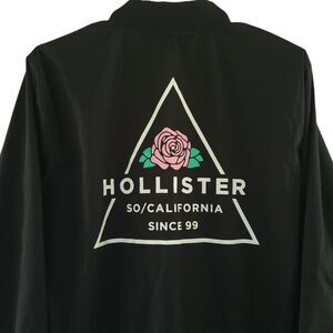 retro Hollister California Size M Black Epic Flex Stretch Windbreaker Jacket EUC